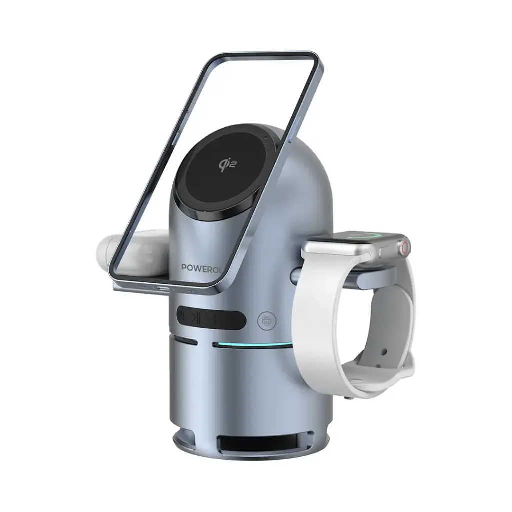 هولدر رومیزی هوشمند وایرلس شارژ اسپیکر بلوتوث پاورولوژی