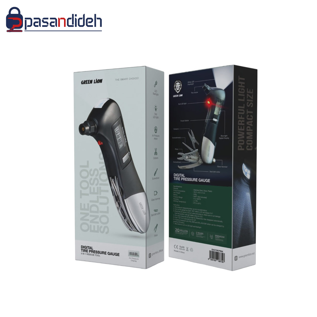 فشارسنج دیجیتال لاستیک خودرو گرین لاین Green Lion DIGITAL tire pressure