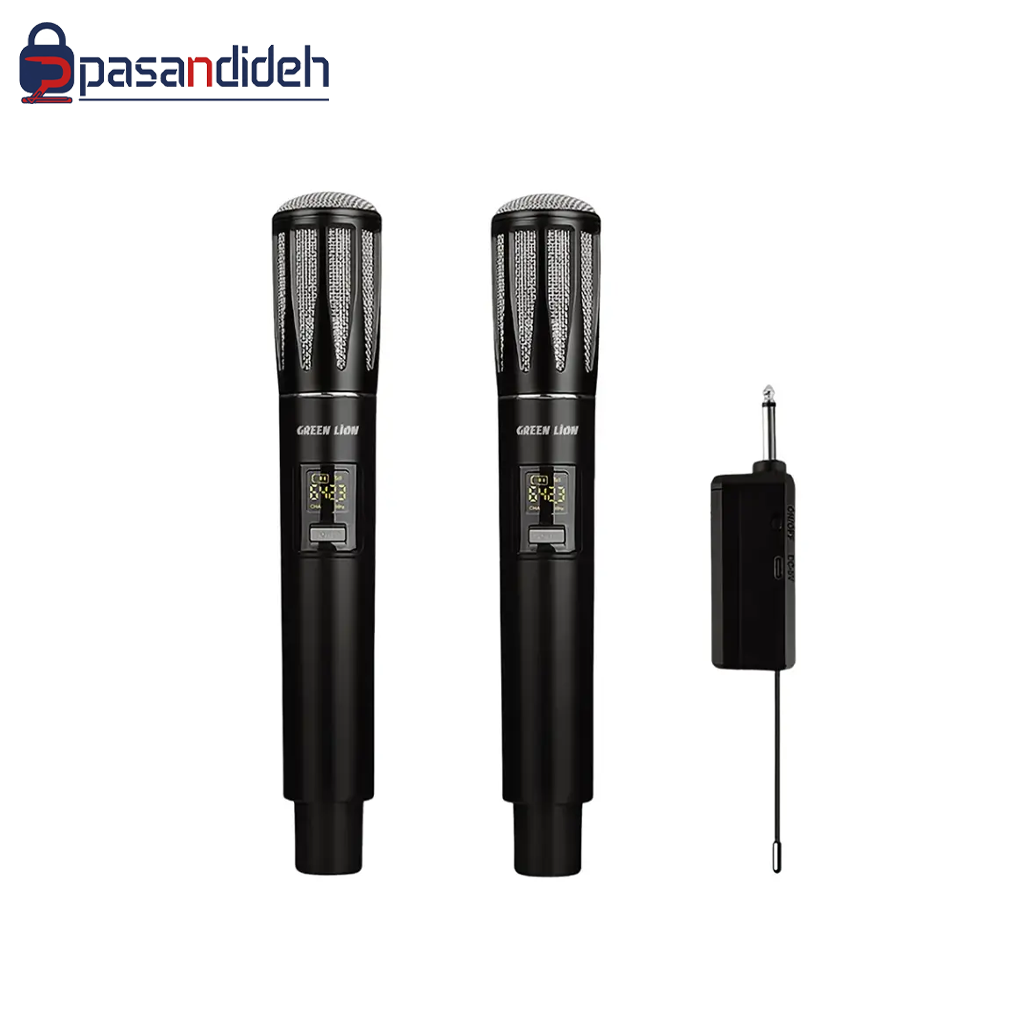 میکروفون دوتایی بی سیم گرین لاین مدل Green lion DUAL MIC CORDLESS