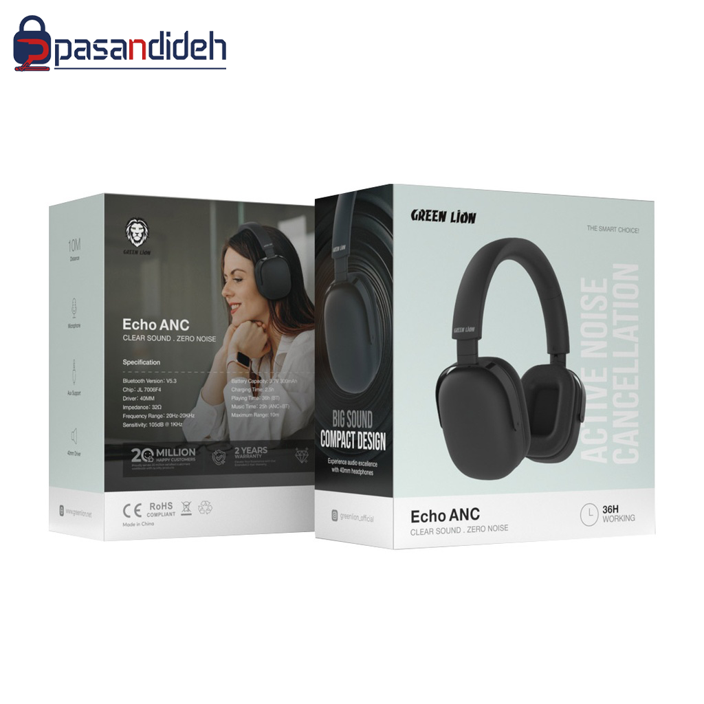 هدفون بلوتوثی گرین لاین مدل Green lion ECHO ANC ZERO NOISE