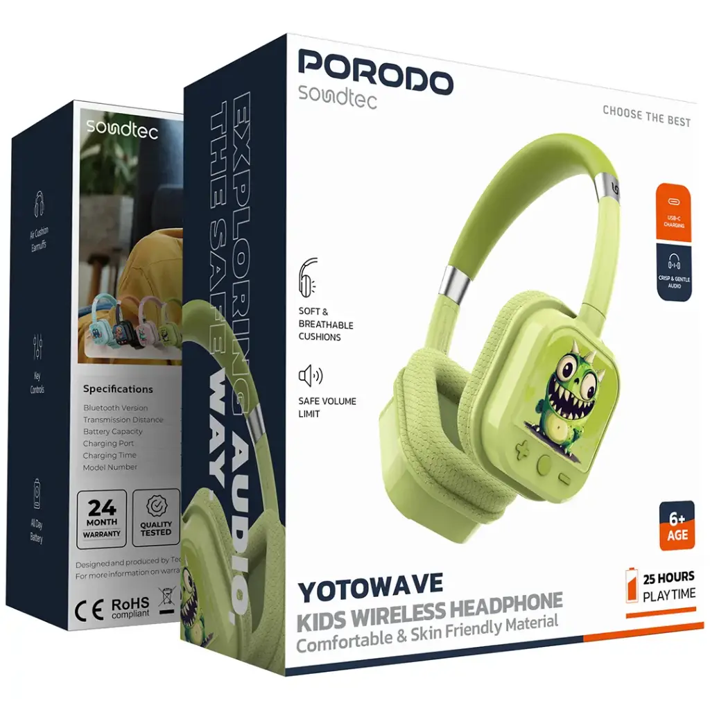 هدست عروسکی طرح دار پرودو porodo  Soundtec Yotowave Kids - تصویر 2