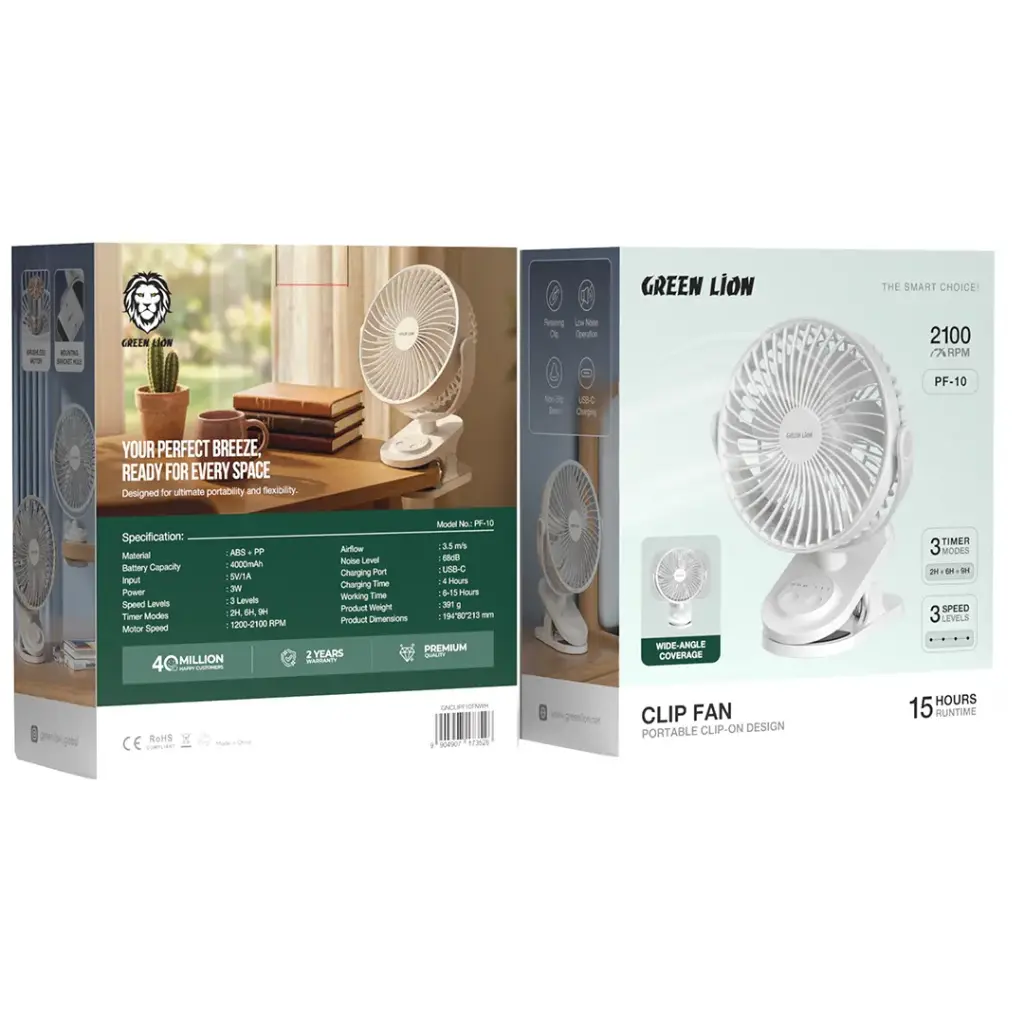پنکه رومیزی گرین لاین مدل Green Lion Clip Fan Portable Clip-on Design