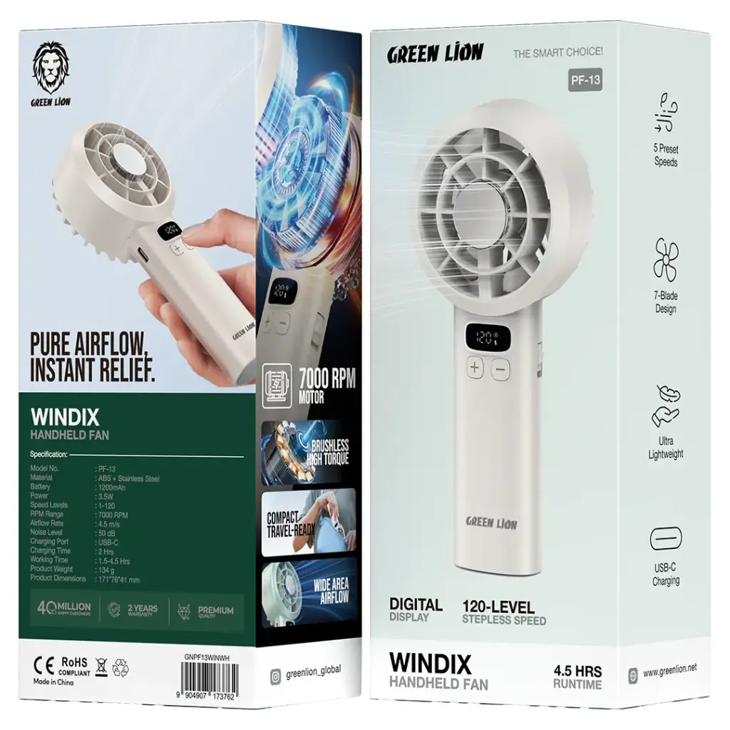 پنکه دستی گرین لاین مدل Green Lion Windix GNPF13WINWH