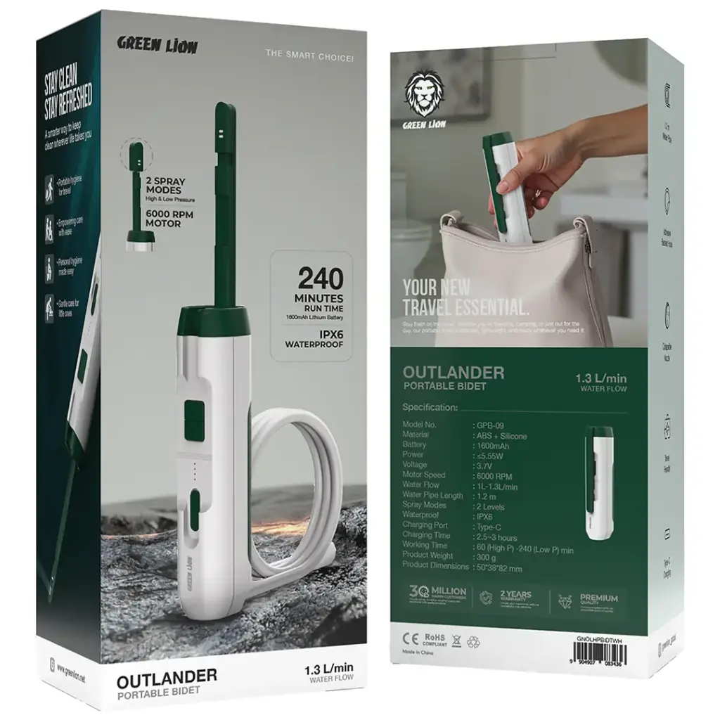 خودشور شارژی گرین لاین مدل GREEN LION OUTLANDER PORTABLE BIDET GNOLHPBIDT - تصویر 3
