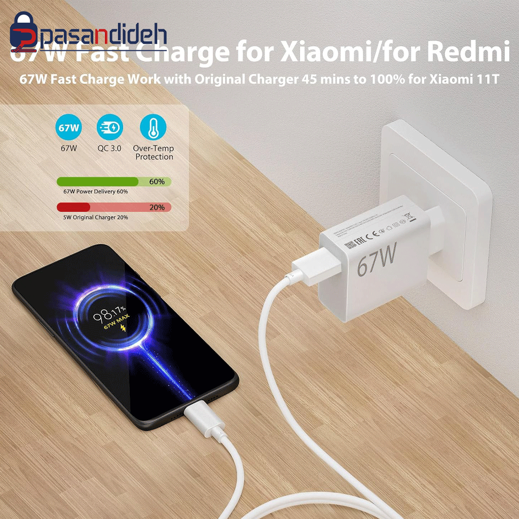 آداپتور شیاومی 67 وات XIAOMI