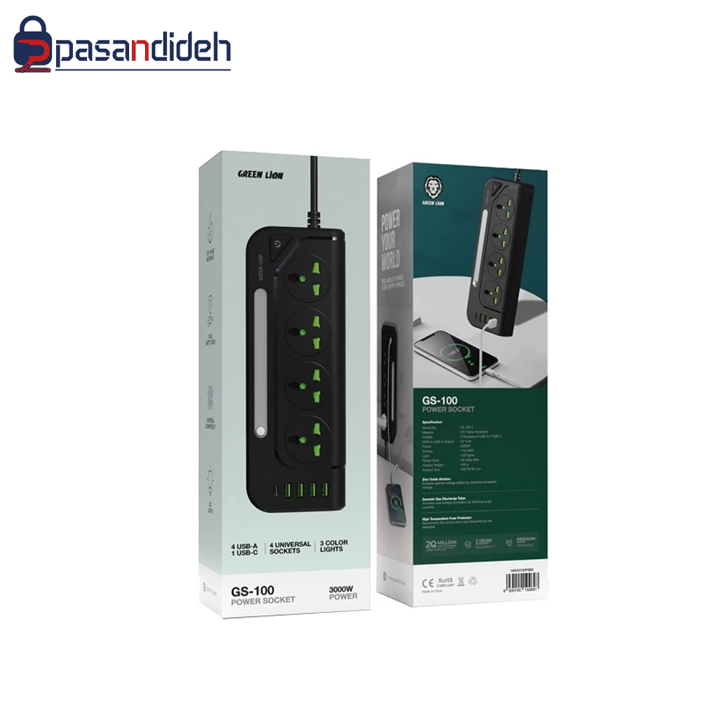 چند راهی برق گرین لاین مدل Green lion GS-100 GNGS100PSBK