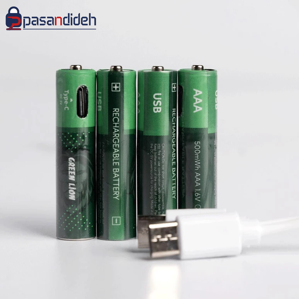پک 4 عددی باتری نیم قلمی شارژی گرین لاین Green Lion AAA Rechargeable Battery